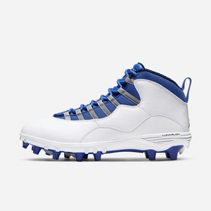 Crampon De Foot Nike Jordan 10 TD Mid Blanche 9572-106 White/Light Steel Heather/Game Royal Homme | TIE-38391724